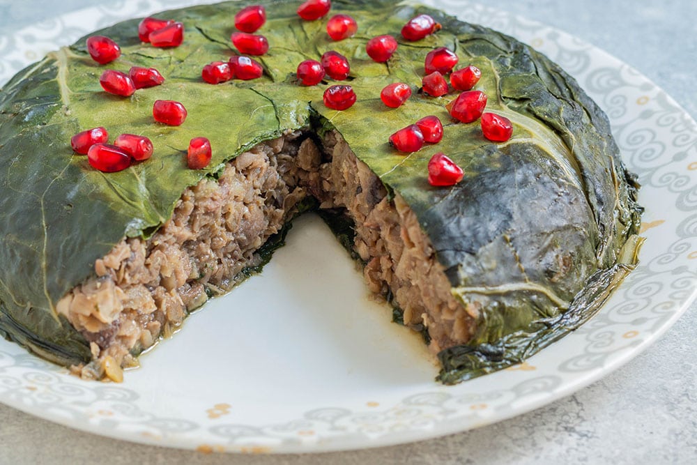 מאפה מנגולד טבעוני ללא גלוטן במילוי עדשים ופטריות