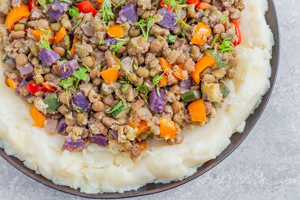 תבשיל עדשים ומש טבעוני ללא גלוטן