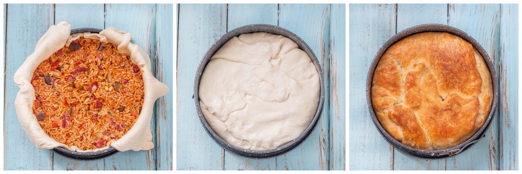 מאפה טבעוני ממולא באורז וירקות